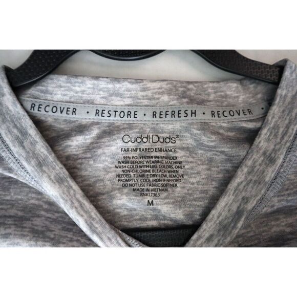 Cuddl Duds Men's Sz M Gray Heather Far-Infrared Enhance L/S Pajama Crewneck Tee - Picture 3 of 6
